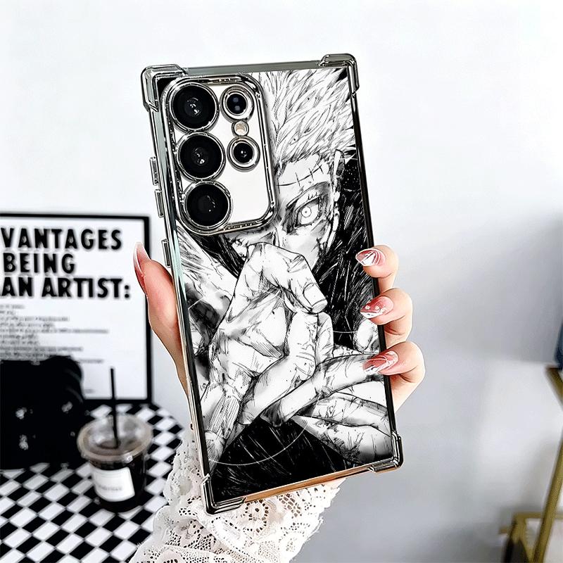 Anime Gojo Satoru JUJUSU Plating Phone Case For Samsung Galaxy S24 S25 FE S26 Edge S23 Ultra S22 S21 Plus S20 Anti-Fall Airabag