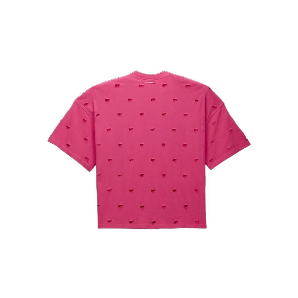 Nike X Jacquemus Co-Branded Logo Round Neck Hollow-Out Casual Short Sleeve Drop Shoulder T-Shirt Unisex Tops Watermelon-Red FJ3478-653
