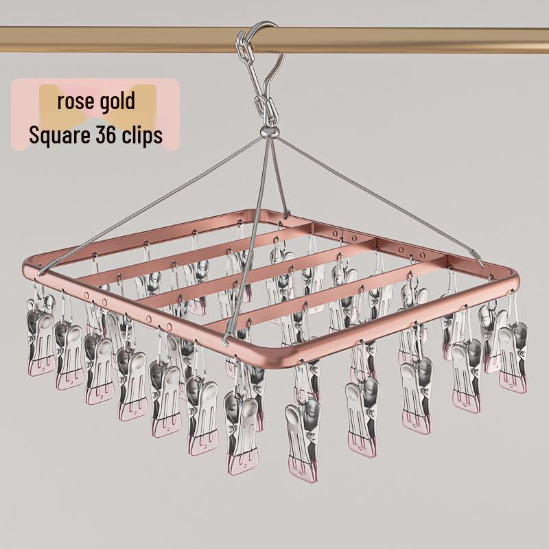 Aluminum Alloy Multi-functional Clothes Drying Rack with Clips for Balcony Storage