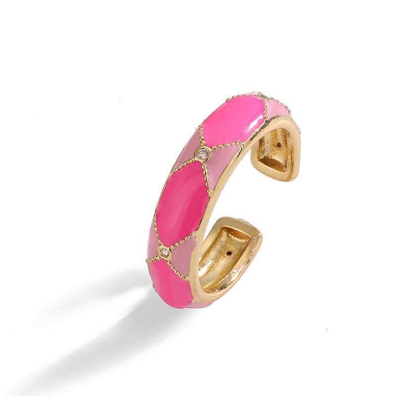 

18K Gold Plated Brass Rings For Women Charming Colors Enamel Dripping Oil Rings Ins Valentine s Day Zircon розы красного