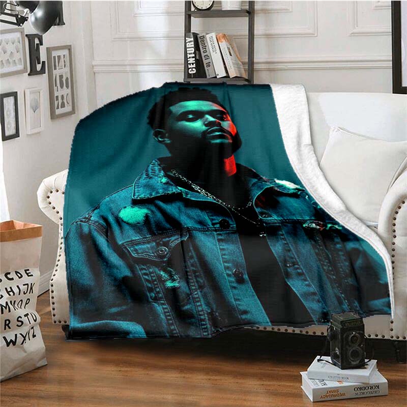 The customizable T-The Weeknd flannel soft blanket is suitable for home, bedroom, bed, sofa, travel, and children's use.