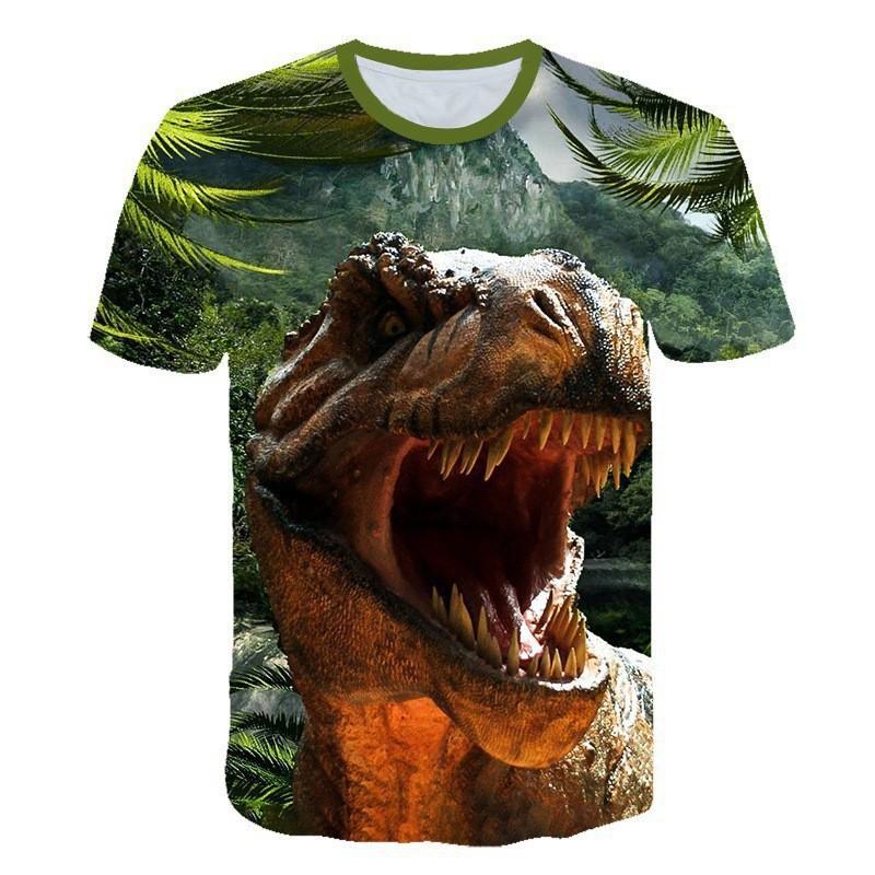 

Summer Round Neck Dinosaur Pattern 3D Print Top Fashionable Casual Short Sleeved Men s T-shirts XS