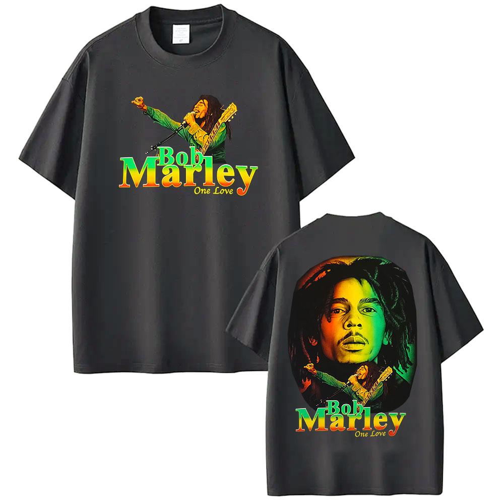 Rapper Bob Marley One Love Tour 2025 Graphic T Shirt Mens Vintage Hip Hop Short Sleeve Tshirts 100 Cotton Tshirt Streetwear