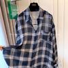 Large Size 55.5kg Summer New High-end Lapel Plaid Shirt Design Loose Fashion Casual Top Women