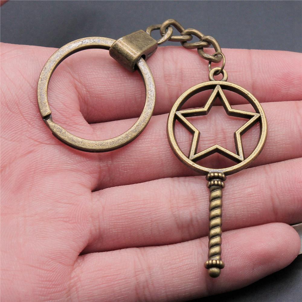 30mm Keychains Sun Moon Pentagram Vintage Jewelry Supplies QY047