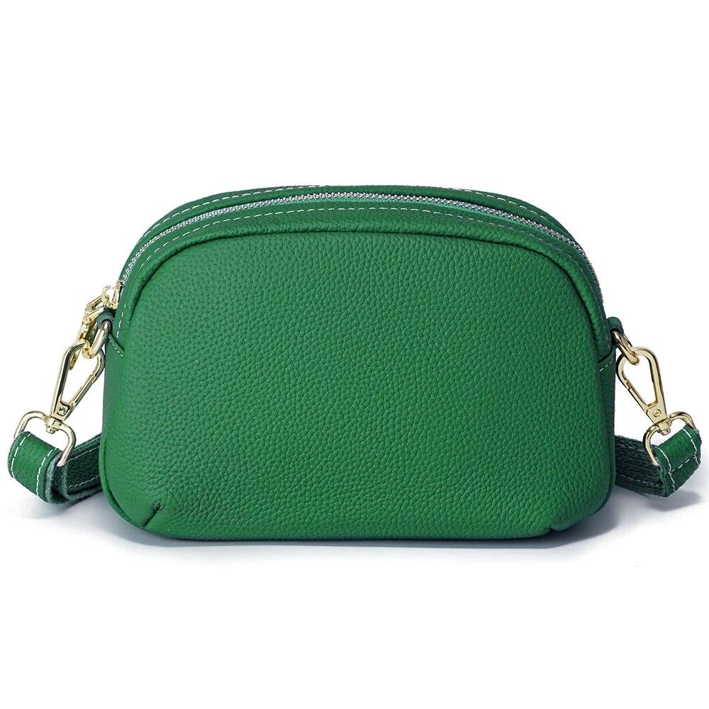 Zency Vintage Cowhide Leather Women Shoulder Bag Messenger Casual Small Leather Handbags Crossbody Pockets Simple Fashion Purses