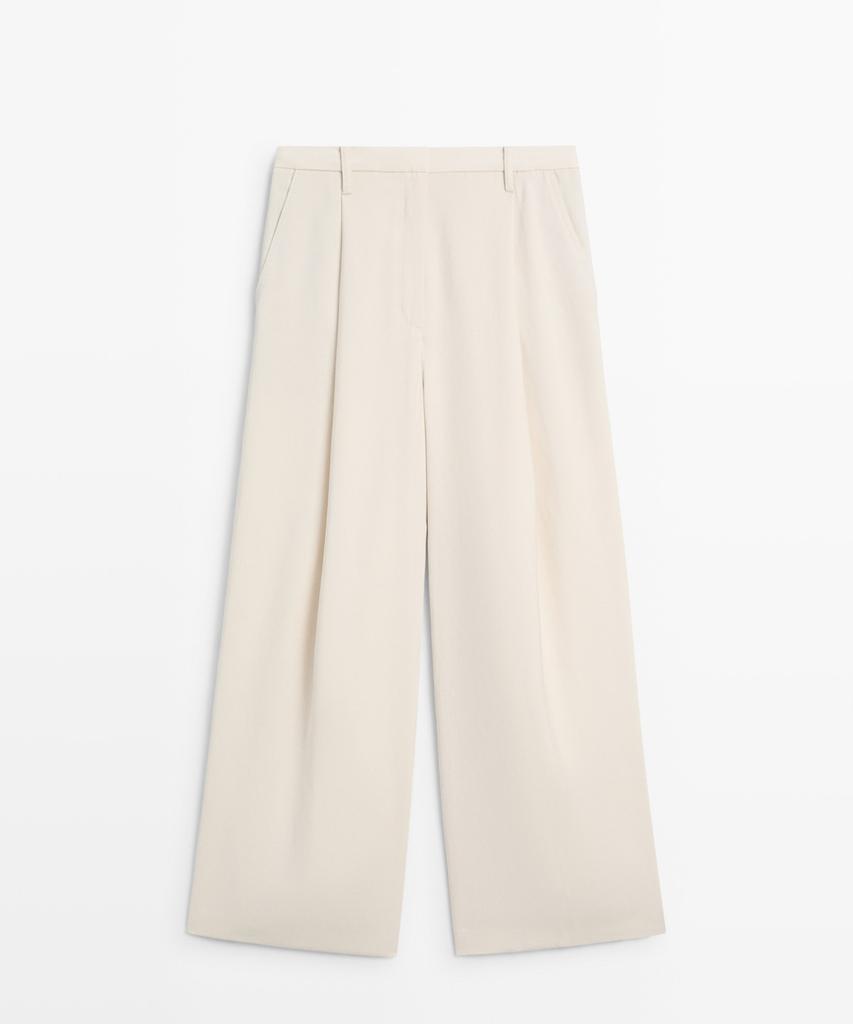 Masimodutti Crop Wide Leg Fluid Pants