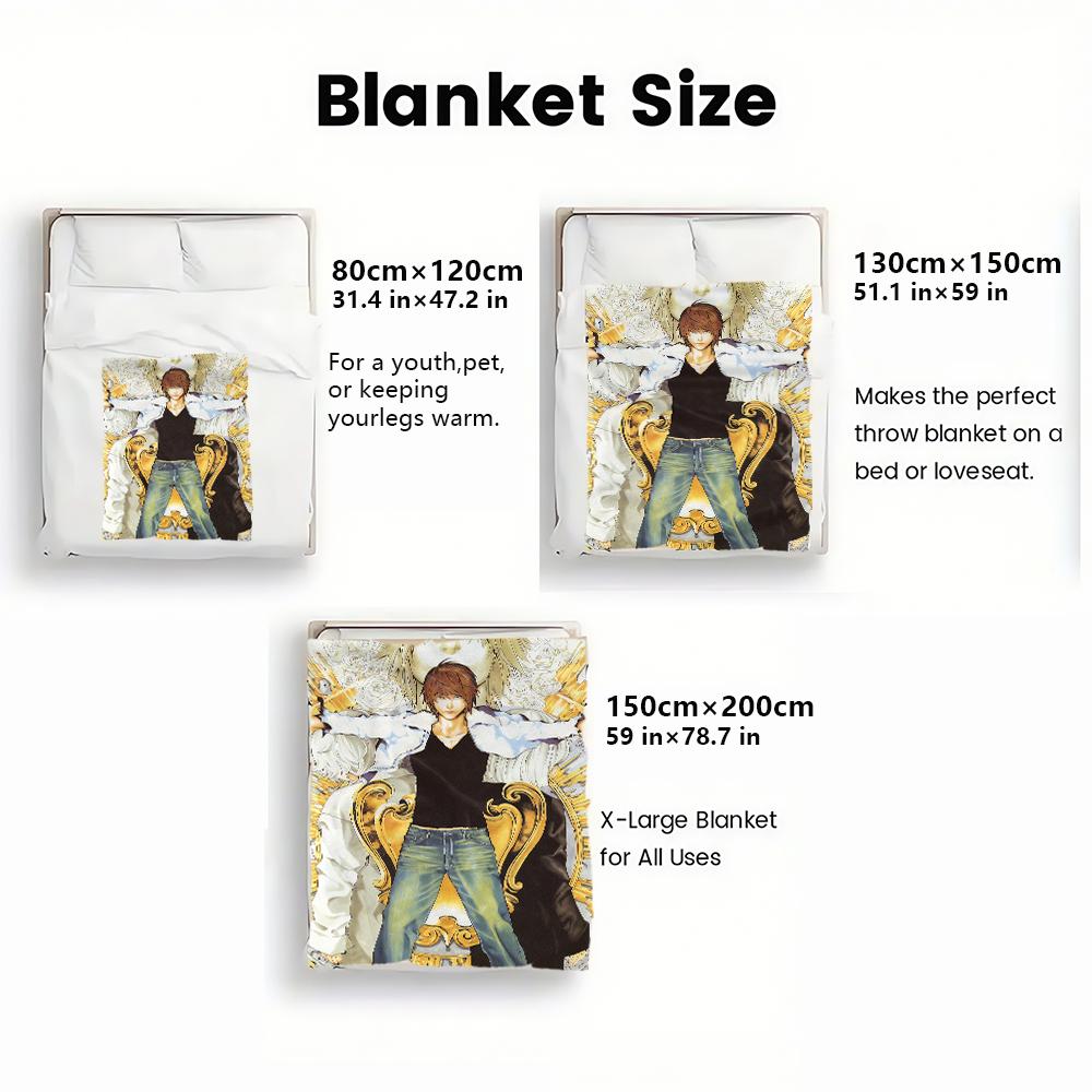 Yagami Throne Print Thin Flannel Blanket for Bedrooms,Living Rooms,Sofas Blankets,Lunch Breaks,blankets Fluffy Blanket
