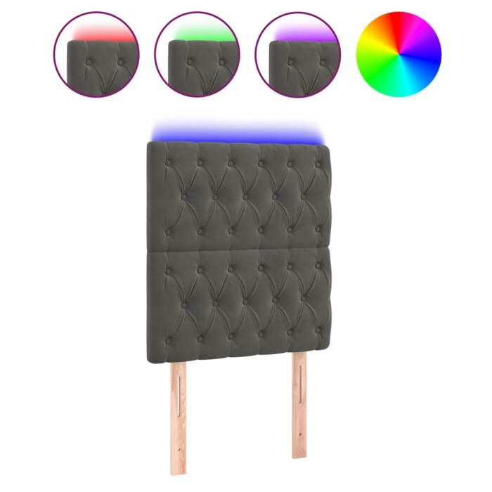 VidaXL Tête de Lit à LED Meuble de Chambre à Coucher Accessoire de Lit Simple Tête de Cadre de Lit Intérieur Gris Foncé 3122791