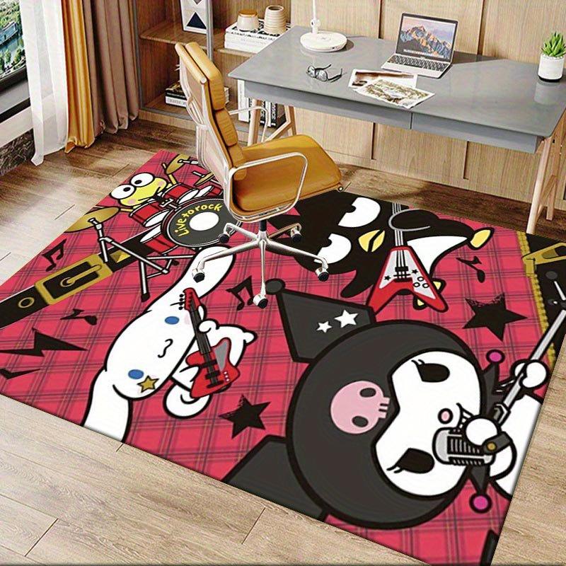 1pc Sanrio Kuromi Mermaid Printed Office Carpet Rectangle Rug Under The Table,Perfect Room Decor for Living Room, Bedroom, Kitchen, Non-slip Floor Mat