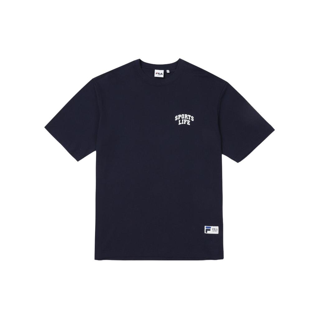 FILA T Shirts Unisex Marine Blue Crew Neck Moderate Straight Fit FE2RSF5106X-INA