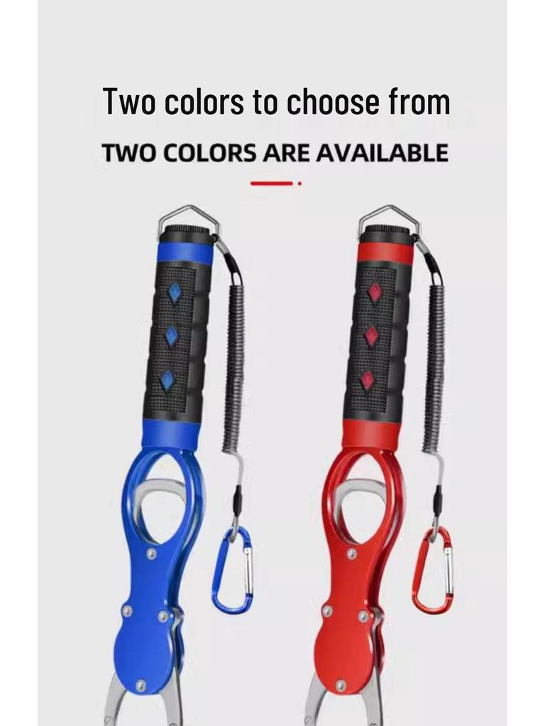 Aluminum Alloy Fishing Pliers with Scale, Large Fish Gripper, Lightweight & Portable, Red/Blue