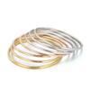 18K Gold-Plated Titanium Steel Stacking Ring and 3mm Round Bangle Bracelet Set for Women