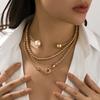 Personalized Punk Metal Ring Collar Necklace Asymmetrical Imitation Pearl Beaded Necklace Set
