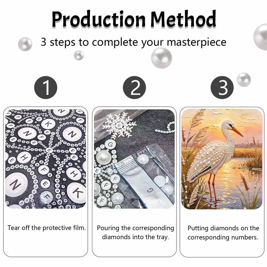 Egret Pearl Painting Handmade DIY 5D Creative Ornaments Living Room Home Decoration Painting