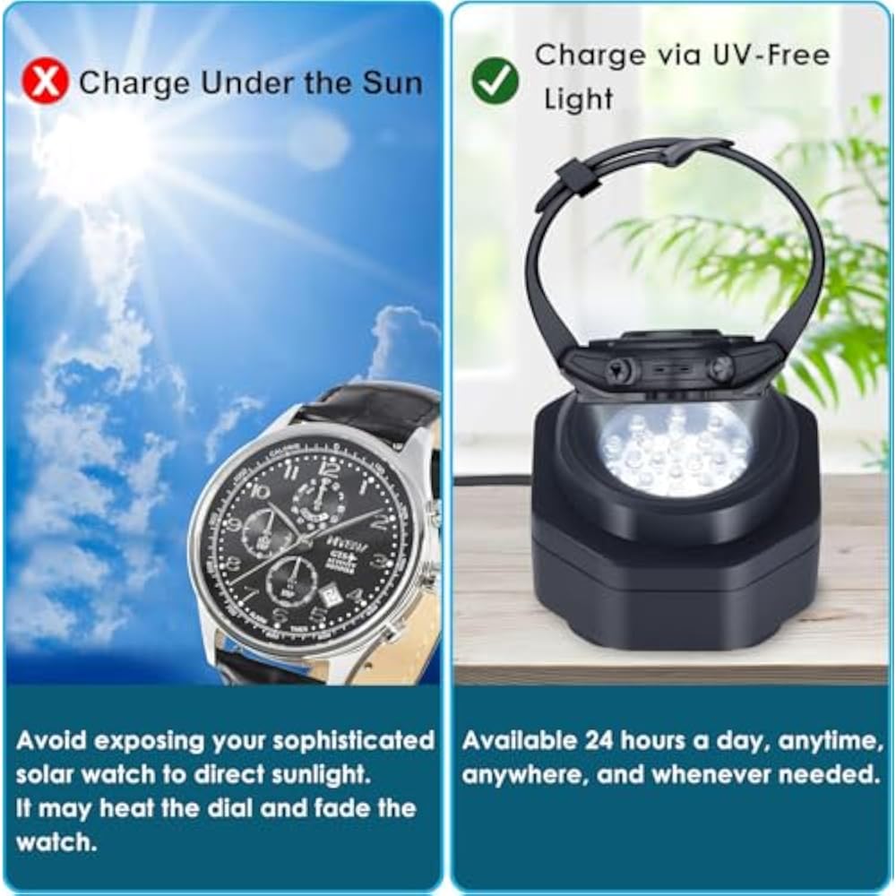 CoolFire - UV Free Solar Watch Fast Charger Portable Battery Charger for All Eco Solar Watches - ...