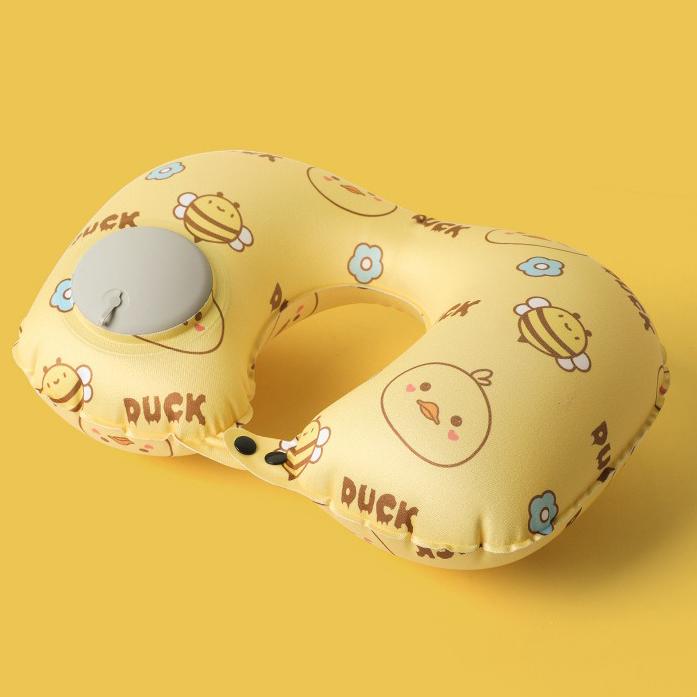 Inflatable Travel Neck Pillow for Airplane Train Car Washable Pillowcase U Shaped Office Napping Pillow,Home Head Neck and Lumbar Support