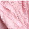 Women's Peter Pan Collar Lace Embroidery Midi Dress Luxury Beaded Crystal Costumes Ruffled Splice Button Front Slim A‑Line Dress