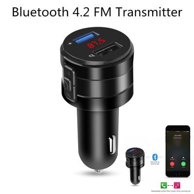 Handsfree Bluetooth 4.2 FM Verici Modülatör Araç Şarj Cihazı 3.1A Çift USB Adaptörü Araba MP3 Çalar Kablosuz Ses Alıcısı Siyah