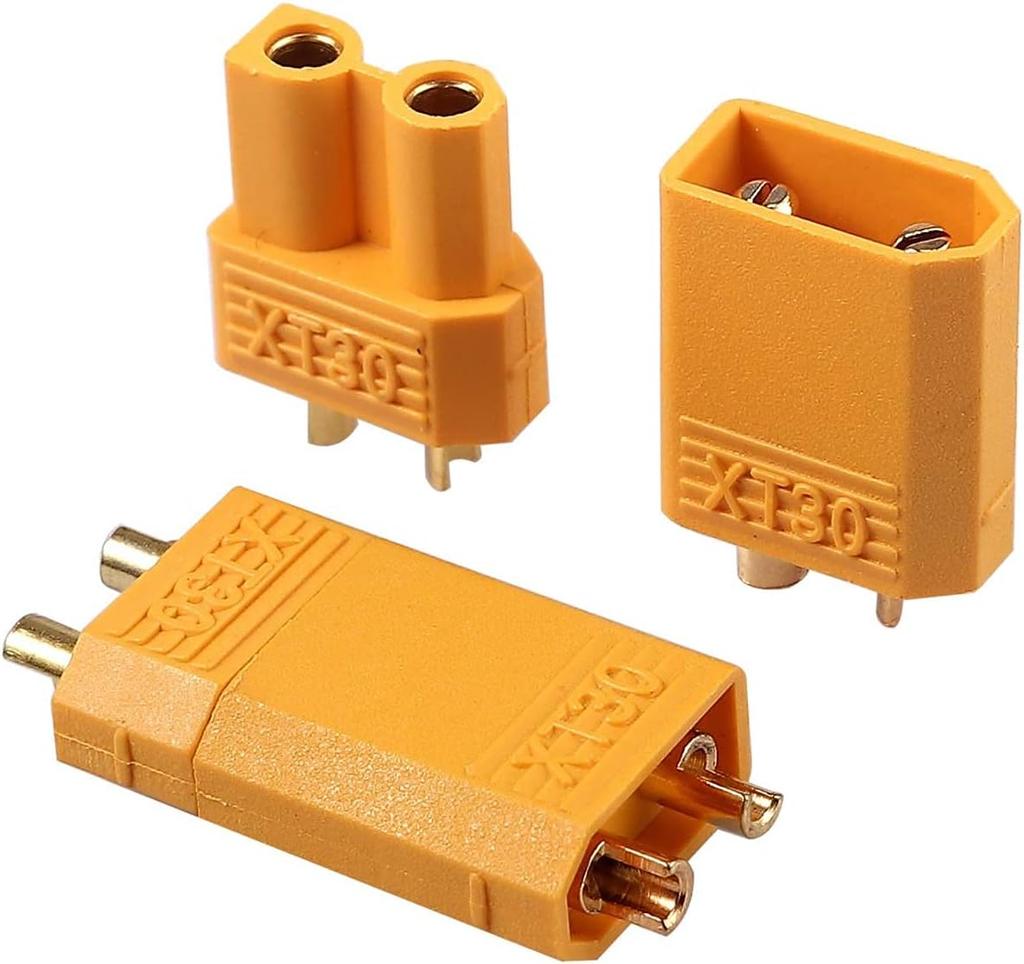 Conectores XT30 Macho-Hembra de Alta Calidad – 10 Pares | Ideales para Baterías LiPo RC, Helicópteros RC, Estéreos de Coche | Plástico Amarillo