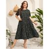 Summer Women's Dress Plus Size Irregular Dot Short Sleeve Loose Round Neck Big Hem Long Dresses