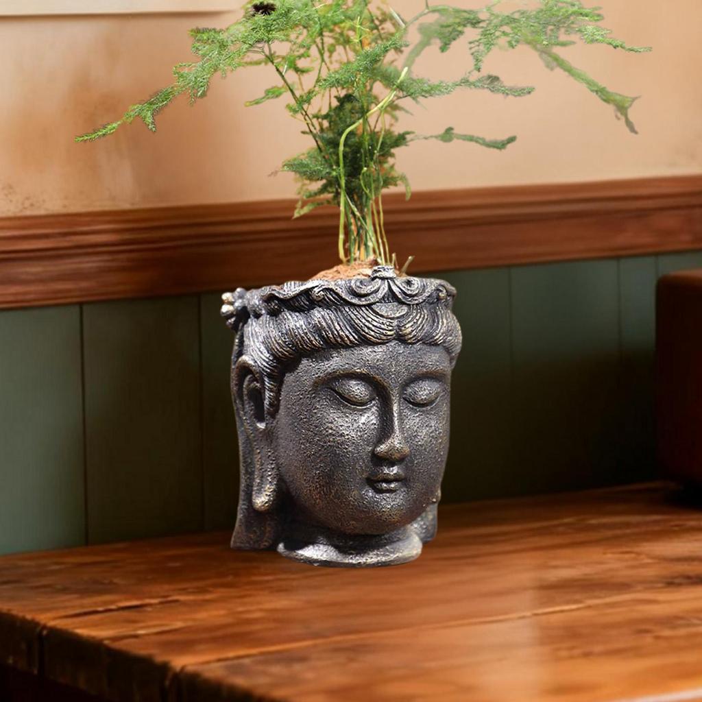 Buddha Head Planter Housewarming Gift Decor Plant Flower Container Plant Pot Flower Pot for Backyard Farmhouse Study Room Garden