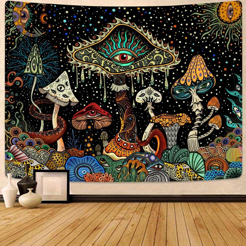 VIKAMA Retro psychedelic Mushroom Full Sight Eye Tapestry Living Room Sofa Background Wall Bedroom Bedhead Wall Decoration