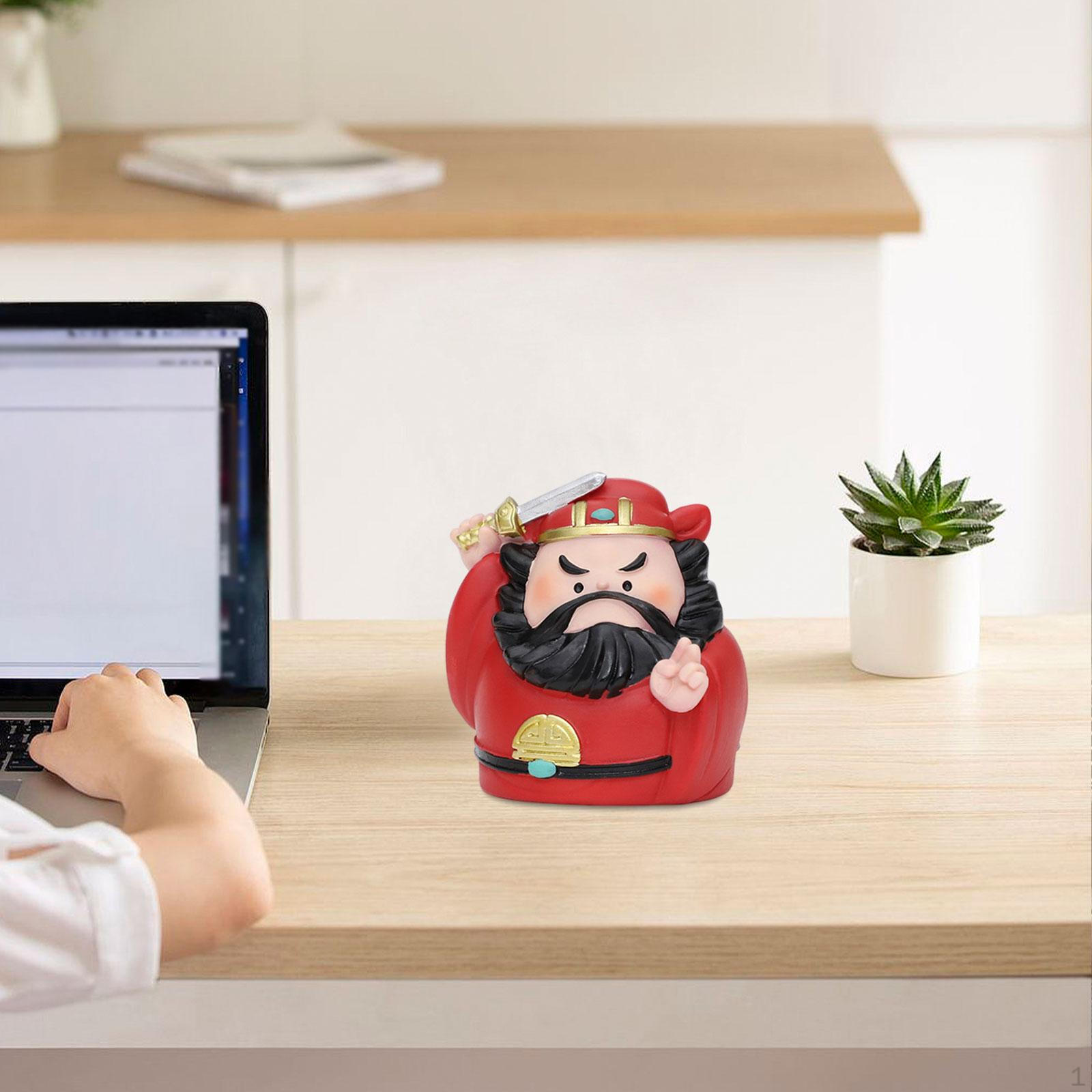 

Мультяшная смоляная китайская статуэтка Бессмертного автомобиля, украшение для приборной панели, милая высота 6 см для настенной полки Zhong Kui