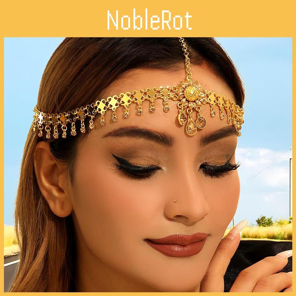 Ethnic Egyptian Headpiece With Gold Alloy Water Drop Crystals For Women
