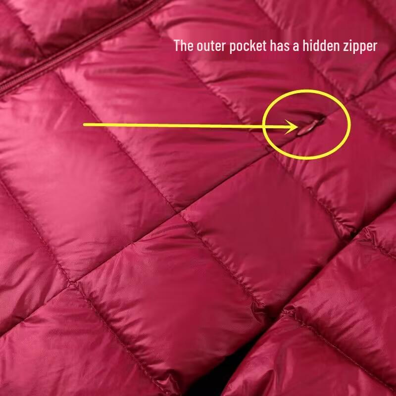 Plus Size Ultra-Light Mid-Length Down Jacket for Women - Ideal for 200 lbs, Middle-Aged & Elderly, Ultra-Thin Design, Extra Large