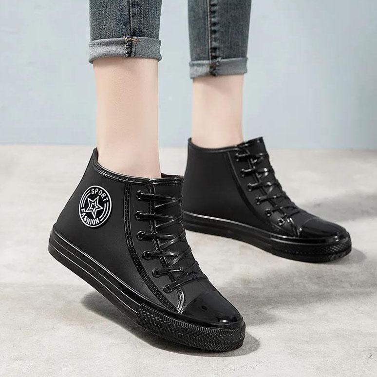 Pantofi de cauciuc Cizme de ploaie impermeabile pentru femei Pantofi de gleznă Pantofi de apă pentru femei Cizme de ploaie Cizme de gleznă Pantofi de acoperire din bumbac