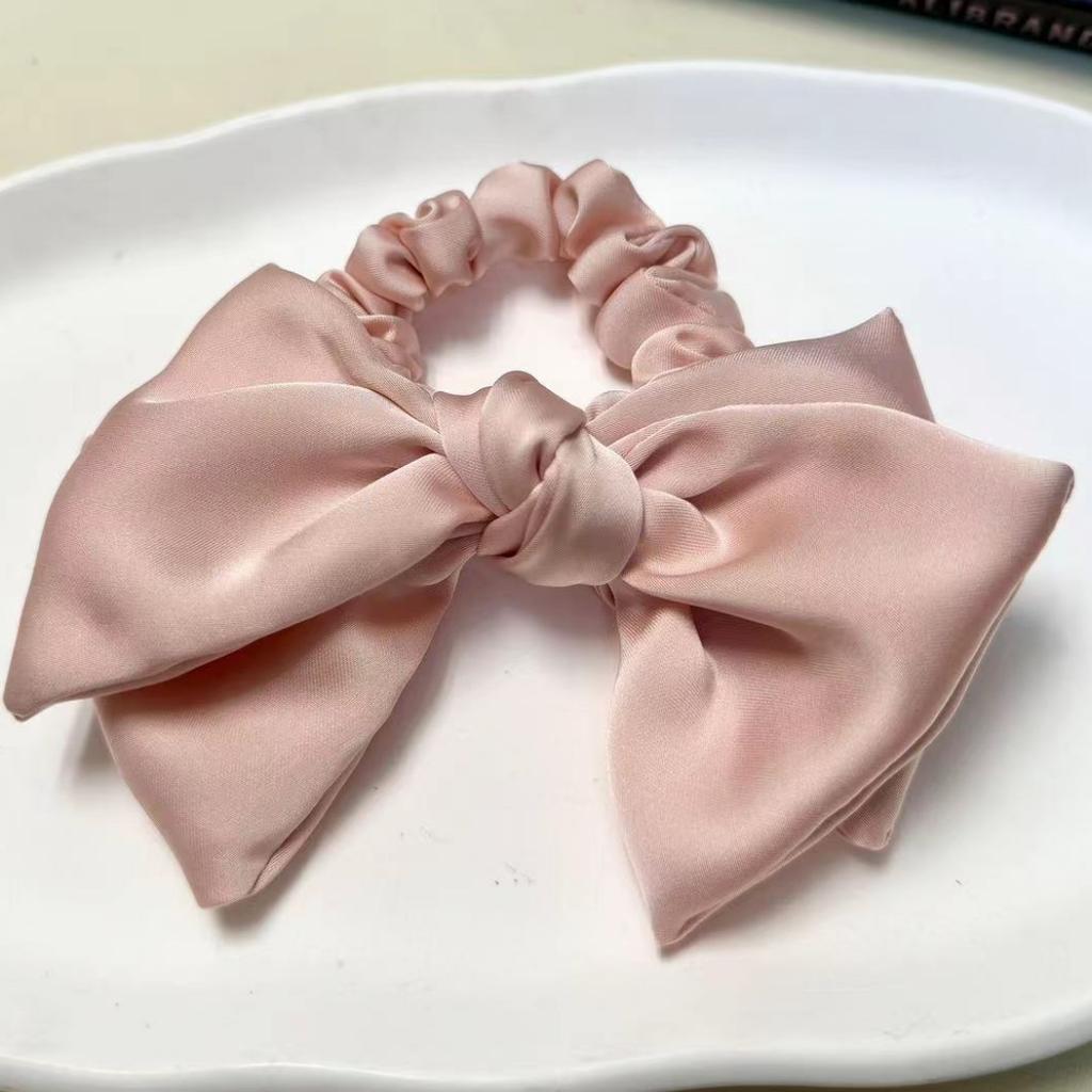 Cute Bowknot Hairties Scrunchies for Girls Acetate Cotton Hair Accessories for Pony Hair Double_layered Hair Bow Elastic Bands