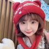 Sweet Neck Collar Beanies Cap Bow Pullover Cap Fashion Bear Ear Knitted Hat  Autumn