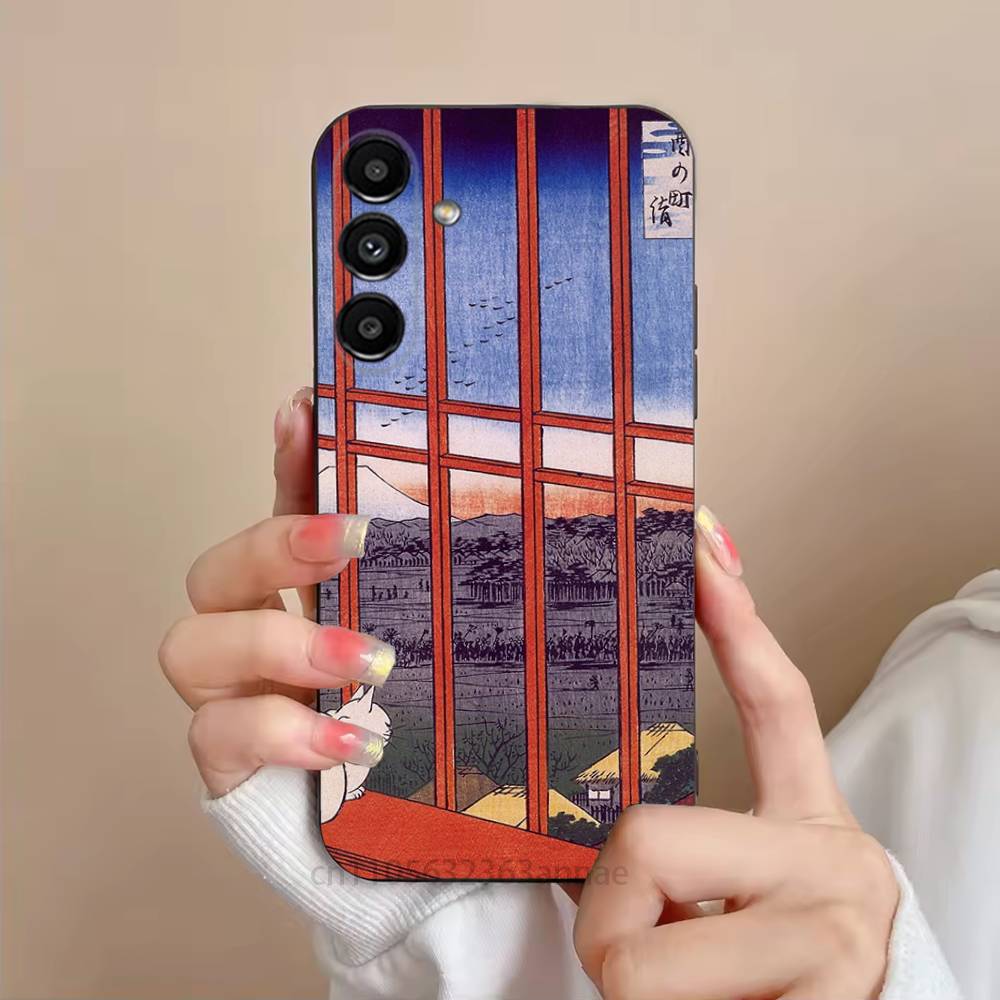 

Japan Style Ukiyo-e New Phone Case For Samsung S25,24,21,22,23,S30,Ultra,S20,Plus,Fe,Lite,Note,S10,S9,Black Soft Shell SamsungS26ULTRA