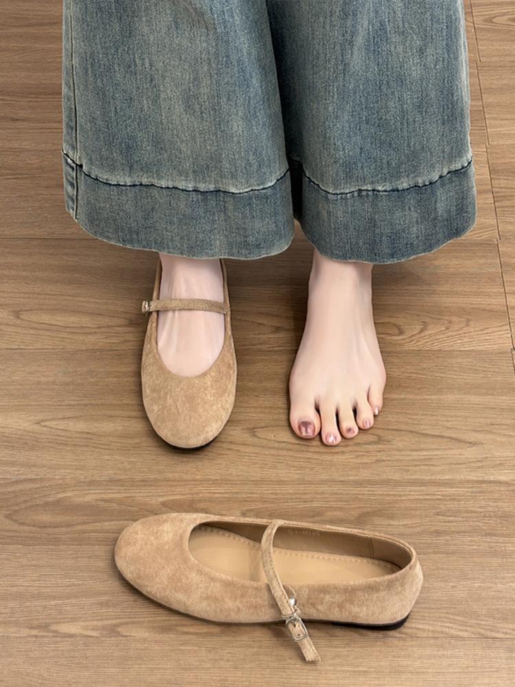 Sheepskin version~ Genuine leather retro flat bottom red light mouth single shoes women's skirt Korean version Mary Jane shoes ballet shoes