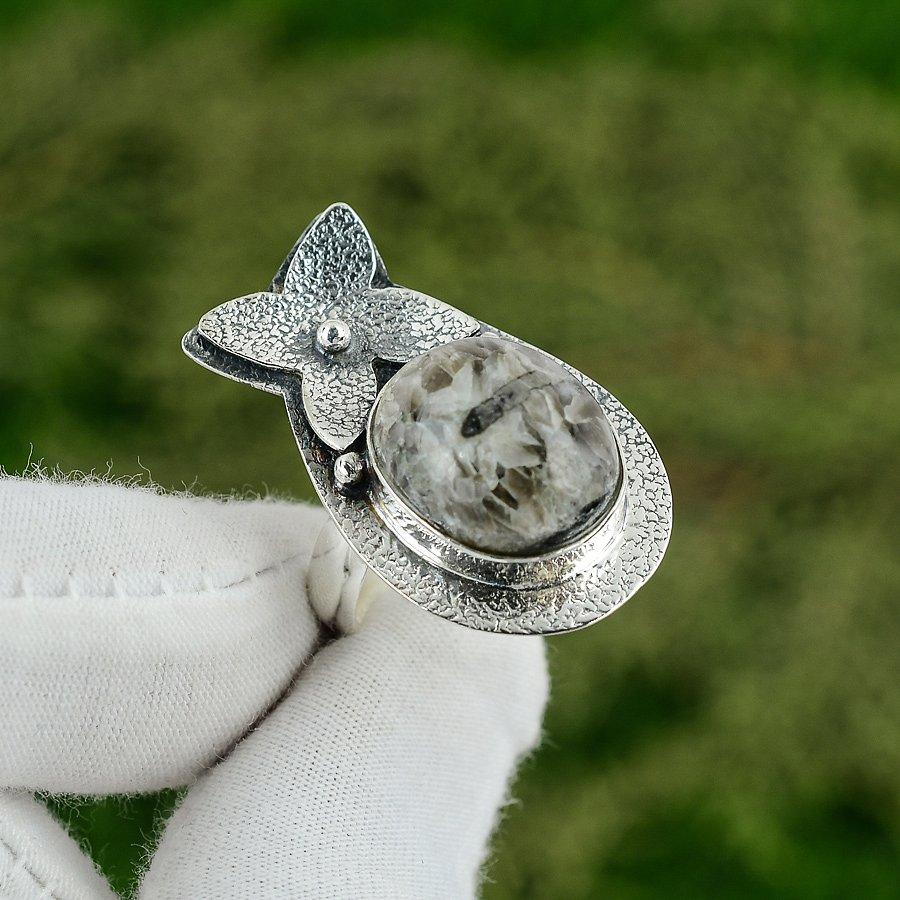 Gift For Her Natural Fume Agate Multi Stone Adjustable Ring 925 Silver Adjustable