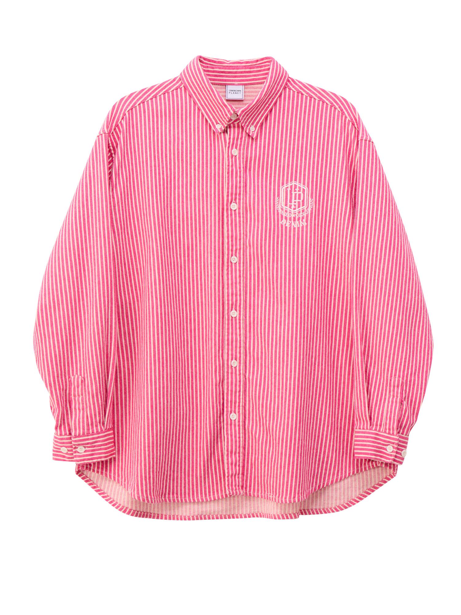 Unknown Planet Logo Striped Shirt Pink Pink/M