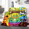 1pc Geometry Dash Blanket with Custom Name, Gift, for Men and Women, Soft Blanket, Good for Sofa Bed Couch Travel, Lightweight Flannel Blanket