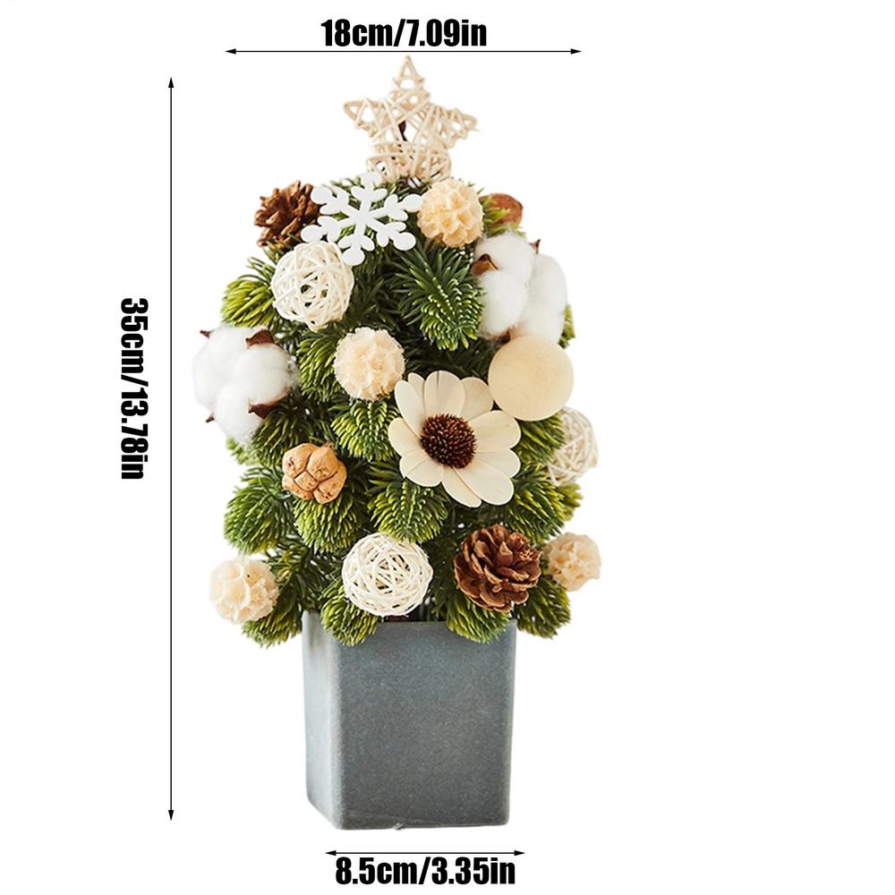 

35cm Artificial Pine Christmas Tree Christmas Decorations Handmade Tabletop Christmas Tree Snowflakes Holiday Tabletop Ornament 35cm