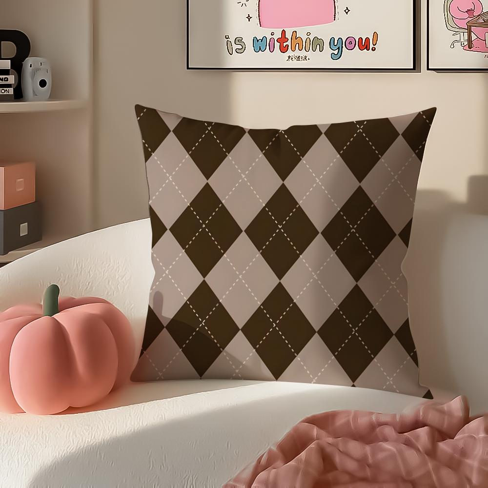 Classic Plaid Scottish attern NNordic Scottish Cushion Cover Pillowcase Short Plush Invisible zipper Room Sofa Cushion Cover