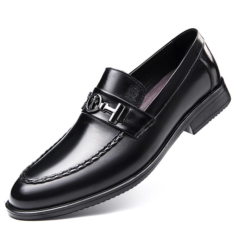 Laoren Tou Men s Summer Business Casual Leather Shoes - Breathable Cowhide with Thick Wedge Sole and Perforations 44