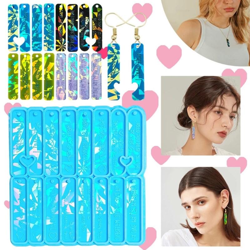 Letter Keychain Resin Silicone Mold Holographic Earring Pendant Handmade Mold for Jewelry Making DIY Epoxy Resin Molds