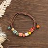Ethnic Floral Glaze Ceramic Beaded Bracelet - Retro Artistic Porcelain Design for Women