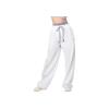 Li Ning Fitness Series Solid Color Antibacterial Straight Leg Water Resistant Knitted Sports Pants Women bottoms Standard-White AKLU112-5