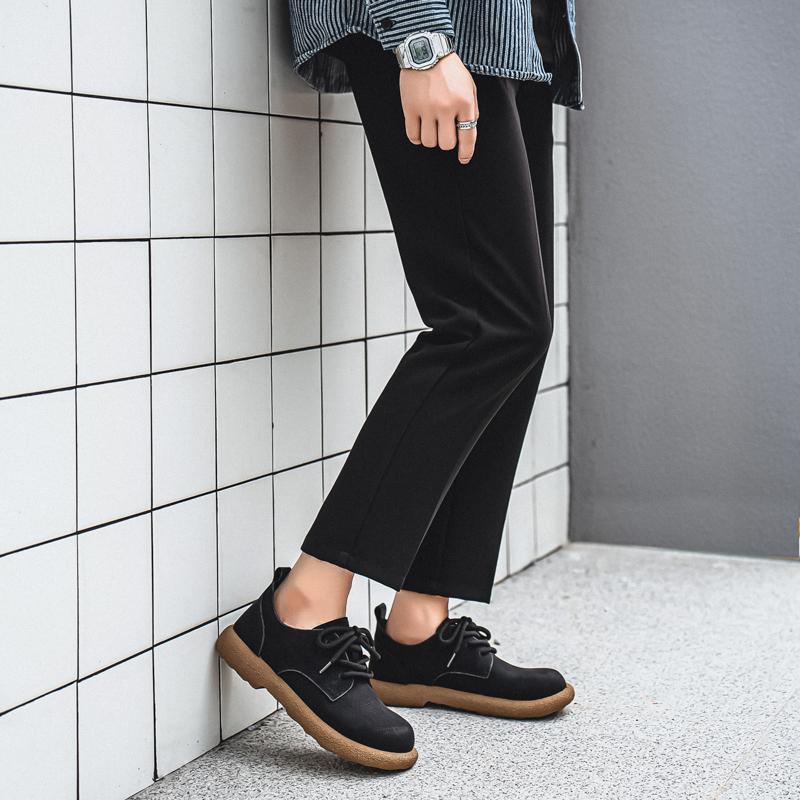 Men’s Retro Short Boots Shoes Fashion Casual Driving Shoes Black Brown Wide Head Shoes Plus Size