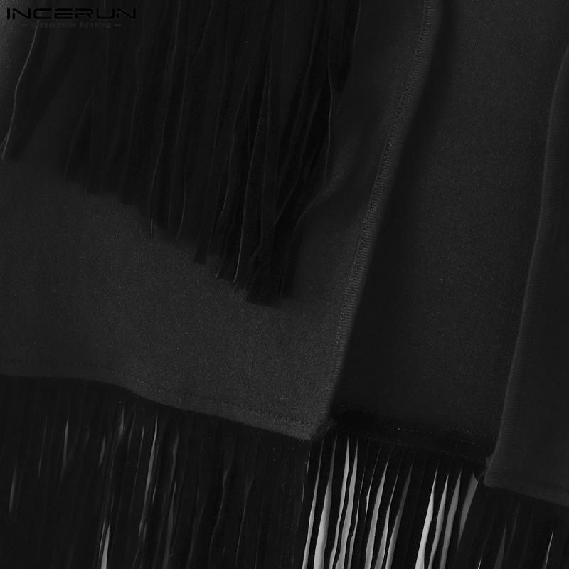 INCERUN Men Gothic Tassel Sleeveless Waistcoat Tank Tops Vest