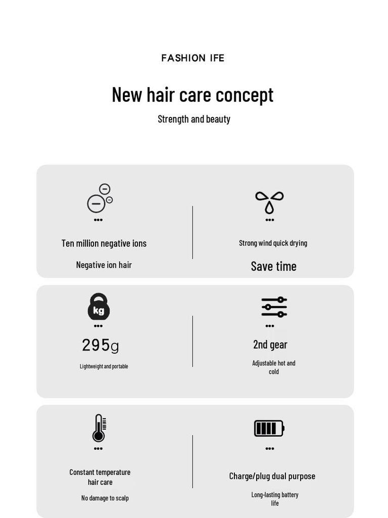 High-Power Wireless Portable Hair Dryer with Negative Ion Protection for Quick Drying