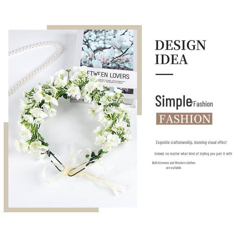 Korean Mori Girl Rattan Flower Headband - Bridal & Children’s Stage Performance Wreath