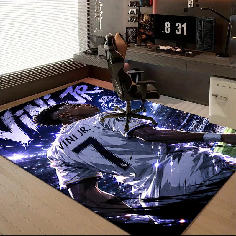 Brazilian Football Star Rug for Living Room, Game Rooms, Office, Bedroom, Office Floor Mat Playful Design, fan gifts Christmas decor
