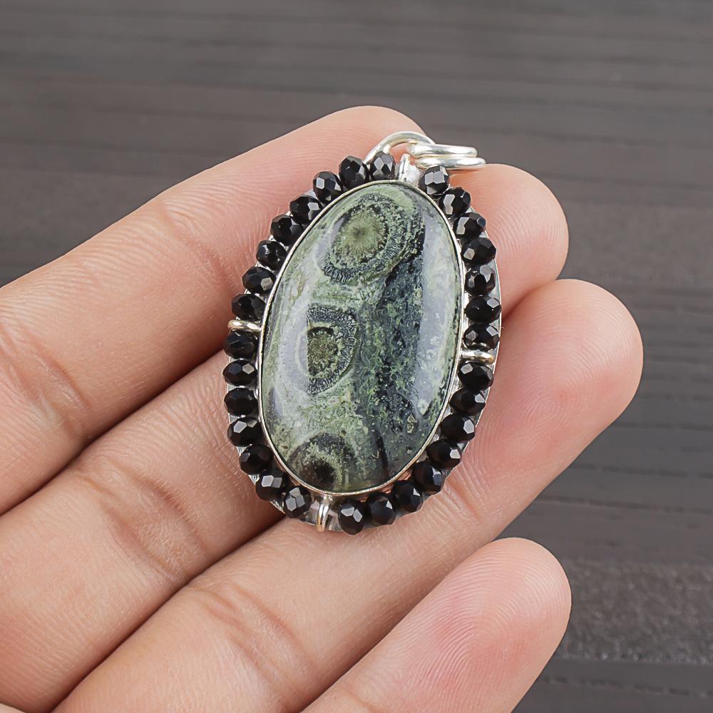 Natural Kambaba Jasper Gemstone 925 Sterling Silver Jewelry  Pendant 1.6  AJP-2030